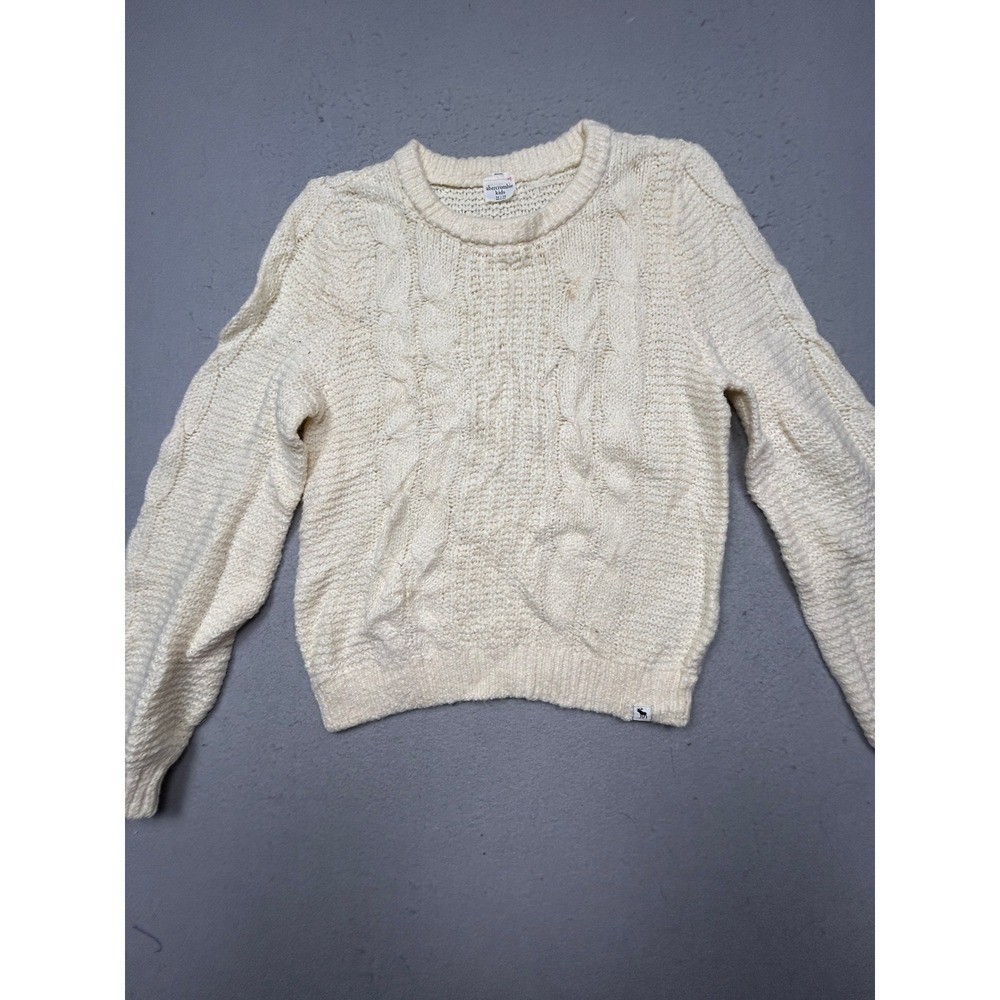 Abercrombie Kids Sweater Cotton Blend Cream White Cable Knit 13/14 Girls